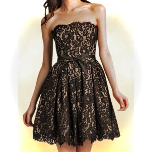Robert Rodriguez Strapless Party Black Lace Cocktail Dress Size 4 Brand - Picture 1 of 11
